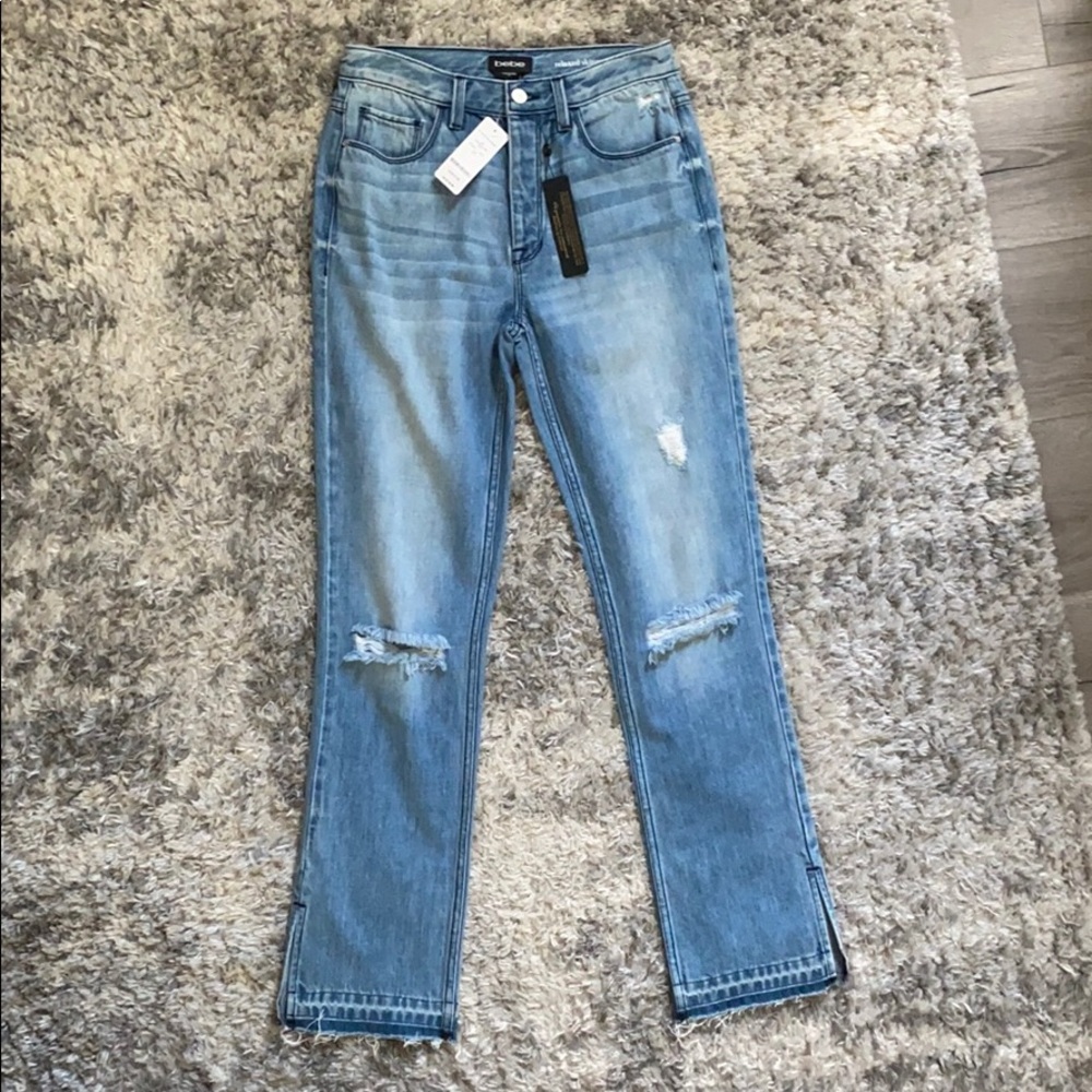 Bebe Split Hem Relaxed Skinny